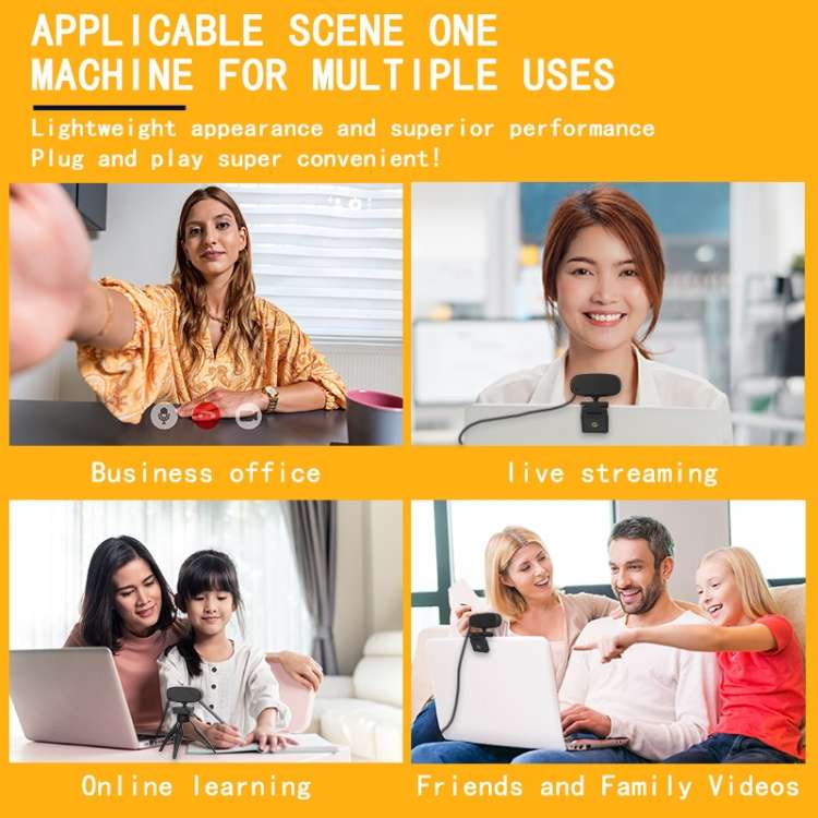 C10 2K HD Without Distortion 360 Degrees Rotate Three-speed Fill Light USB Free Drive Webcams, Bu...