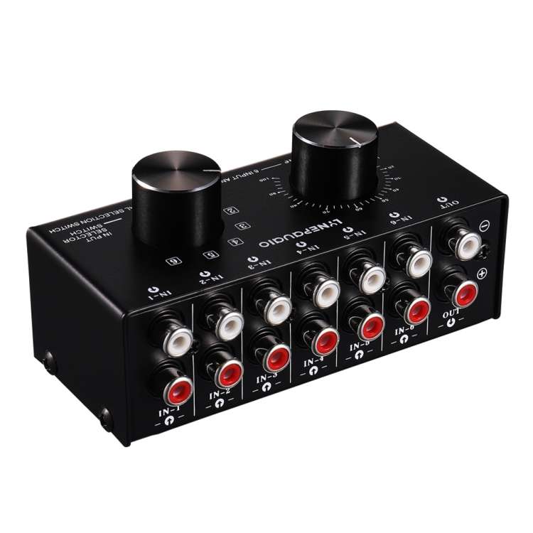 B016 6 Input 1 Output Audio Signal Source Selection Switcher, Output Volume Adjustment Control RC...
