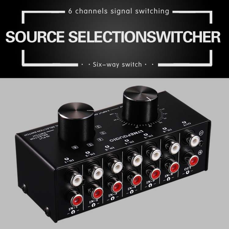 B016 6 Input 1 Output Audio Signal Source Selection Switcher, Output Volume Adjustment Control RC...
