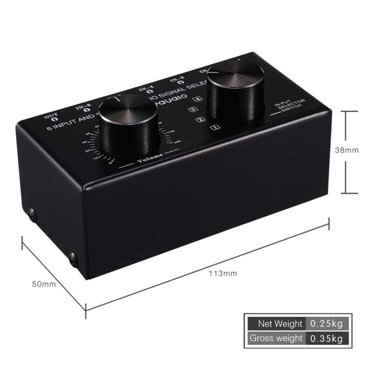 B016 6 Input 1 Output Audio Signal Source Selection Switcher, Output Volume Adjustment Control RC...