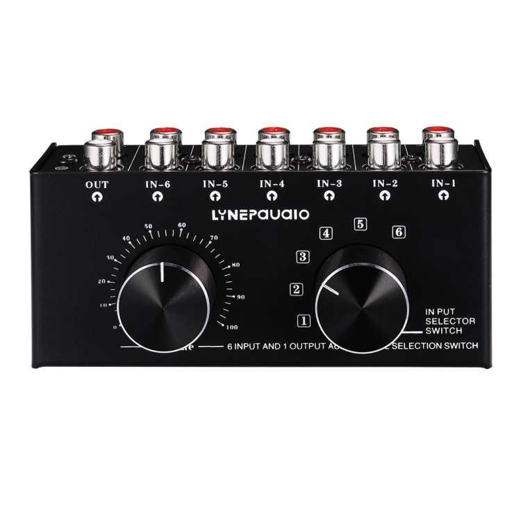 B016 6 Input 1 Output Audio Signal Source Selection Switcher, Output Volume Adjustment Control RC...