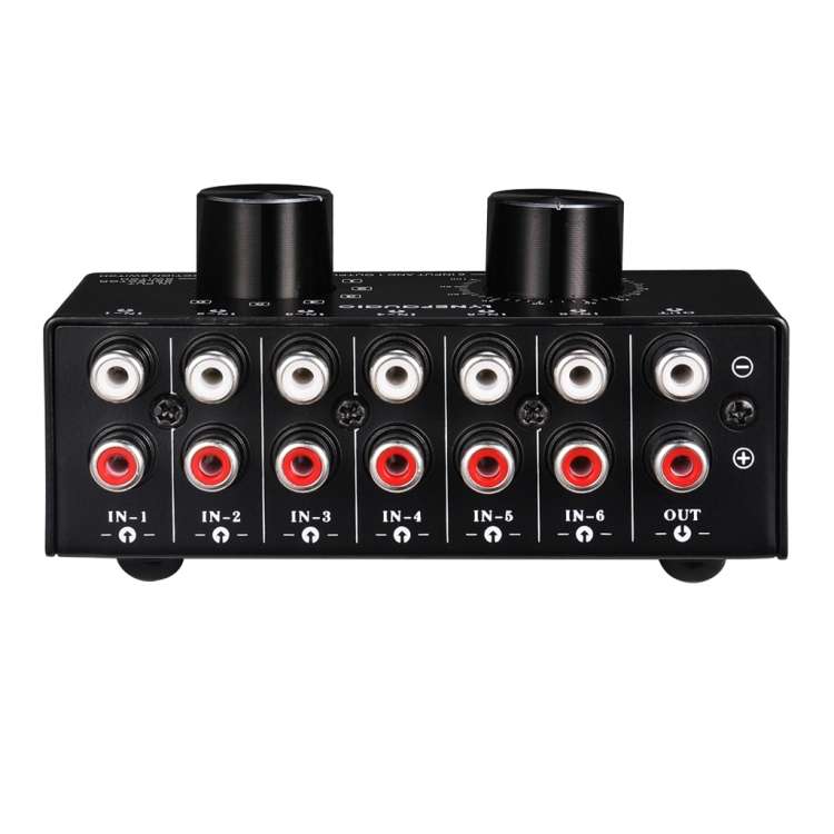 B016 6 Input 1 Output Audio Signal Source Selection Switcher, Output Volume Adjustment Control RC...