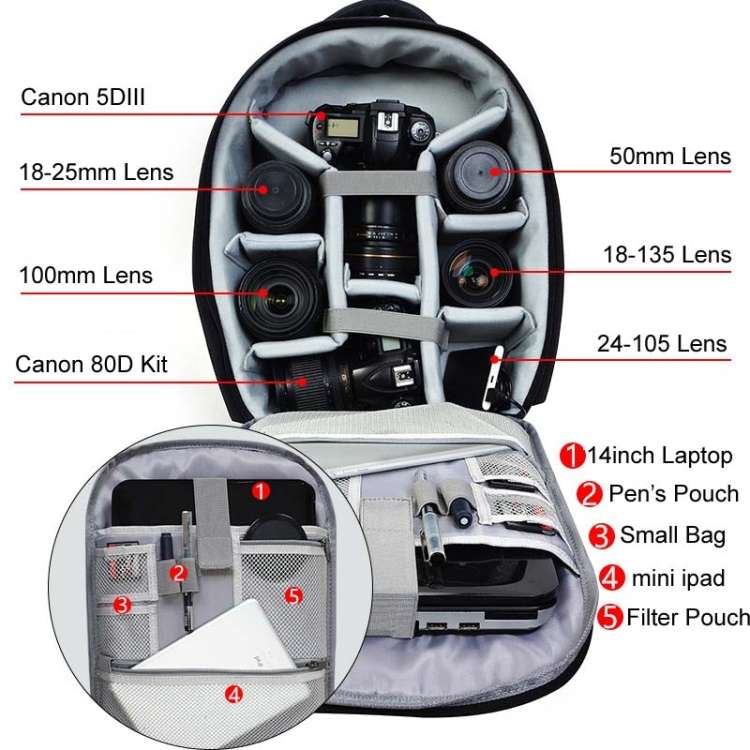 CADeN USB SLR Camera Bag Professional  Waterproof Portable Unisex Camera Bag