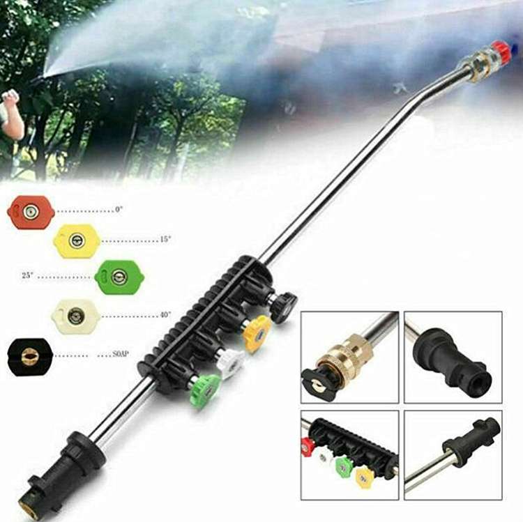High Pressure Car Wash Water Gun 1/4 Quick Plug Interface Fan Shaped Five Color Nozzle  Stainless...