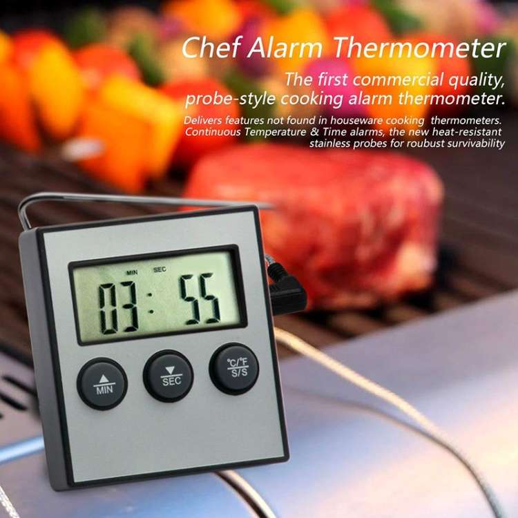 Digital Oven Thermometer Kitchen Food Cooking Meat BBQ Probe Thermometer Timer Water Milk Tempera...