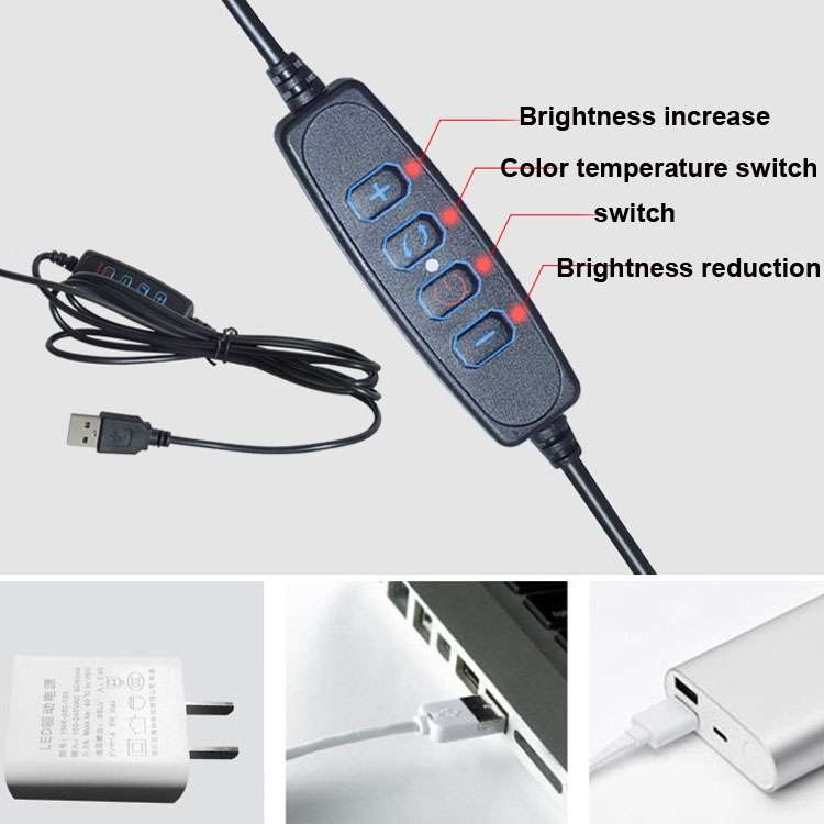 6 inch Strong Clip Fill Light With Adjustable Temperature LED Ring Light Desktop Computer Clip Li...