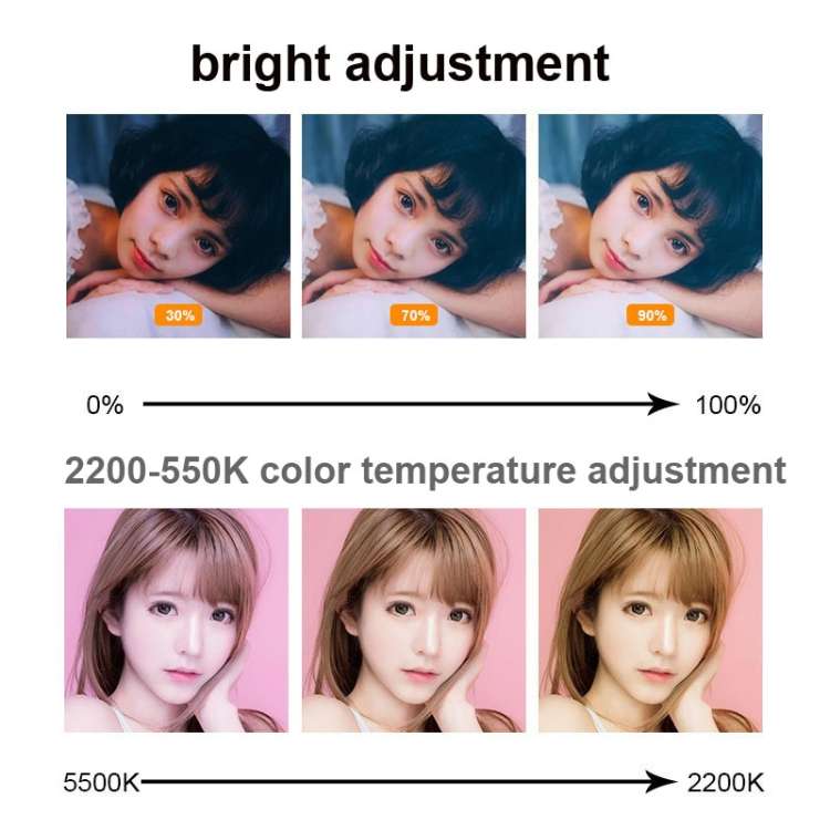 6 inch Strong Clip Fill Light With Adjustable Temperature LED Ring Light Desktop Computer Clip Li...