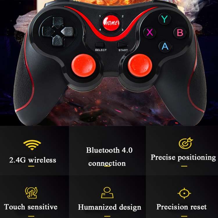 S6 Wireless Bluetooth Game Controller Handle With Bracket &amp; Receiver For Android / IOS / PC