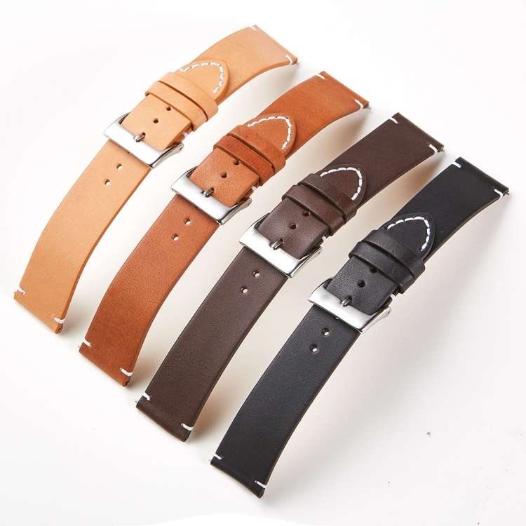 First Layer Retro Cowhide Frosted Bottom Leather Quick Release Ultra-Thin Universal Watch Strap, ...