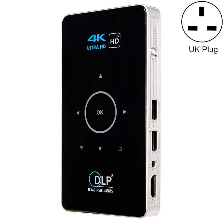 C6 2GB+32GB Android Smart DLP HD Projector Mini Wireless Projector, US Plug (Black), EU Plug (Bla...