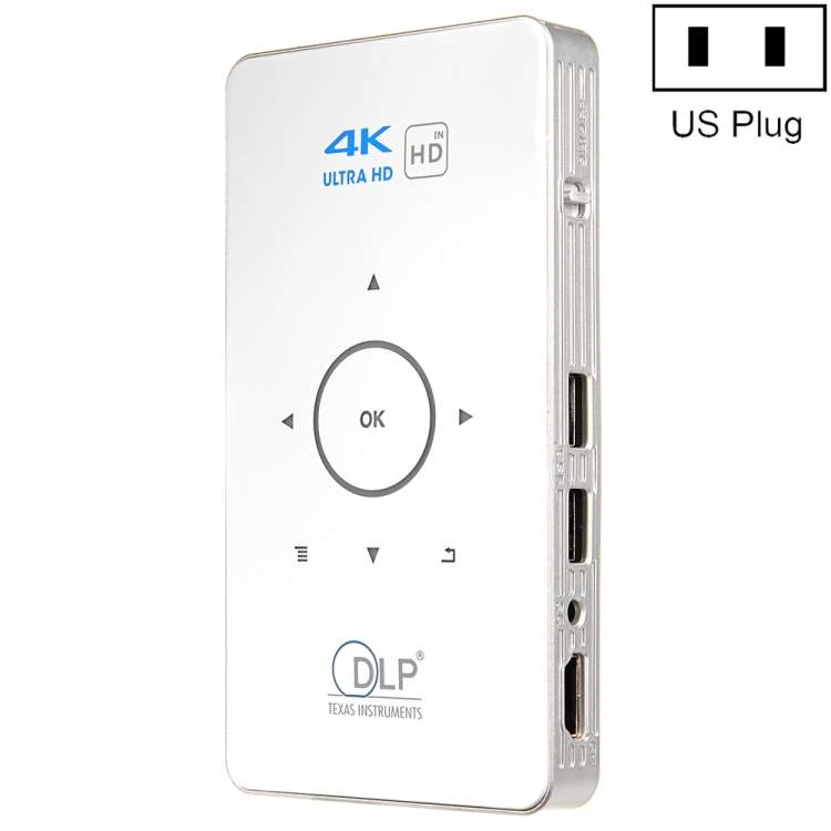 C6 2GB+32GB Android Smart DLP HD Projector Mini Wireless Projector, US Plug (Black), EU Plug (Bla...