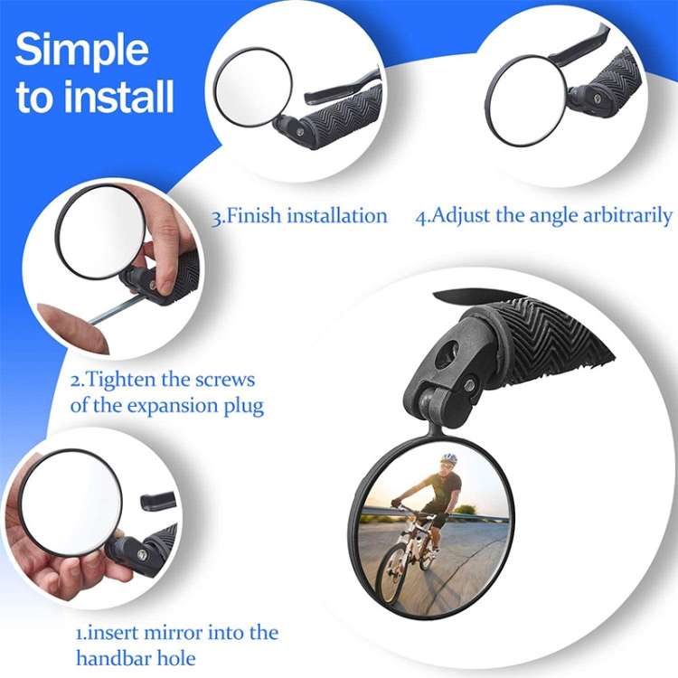 Bicycle Convex Rearview Mirror Large View 360 Degree Rotating Mirror