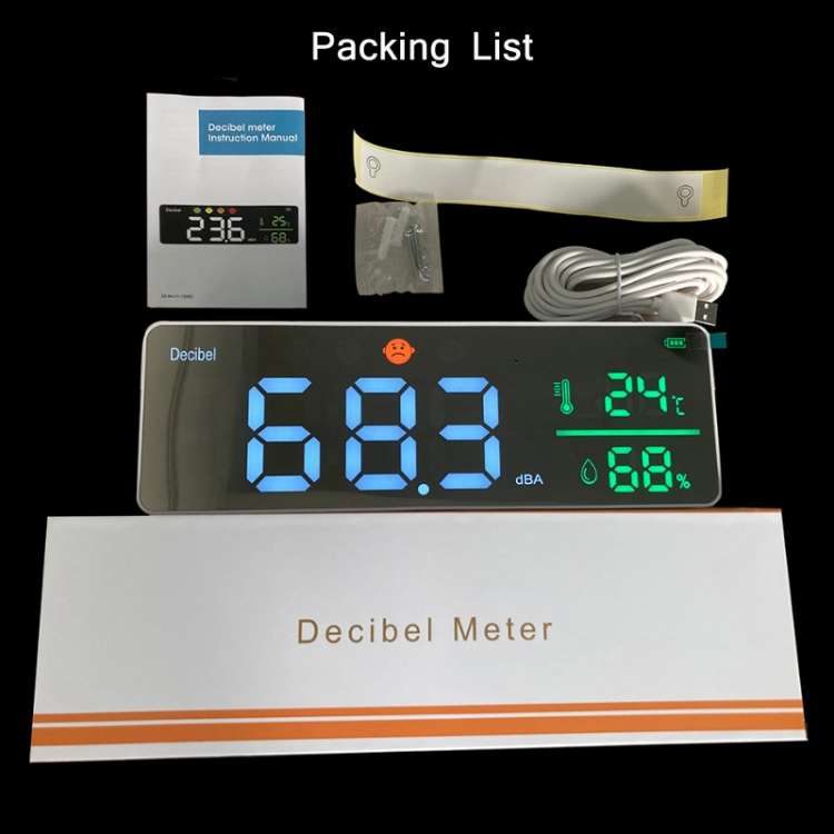 DM1306D Wall-mounted Decibel Meter Temperature &amp; Humidity Detector