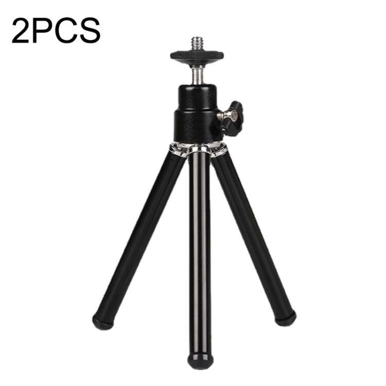 2PCS Projector Phone Stand Desktop Portable Telescopic Mini Metal Tripod, Style:, 2 Sections (Bla...