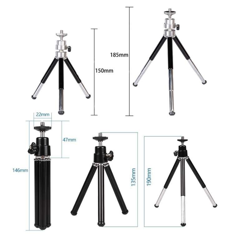 2PCS Projector Phone Stand Desktop Portable Telescopic Mini Metal Tripod, Style:, 2 Sections (Bla...