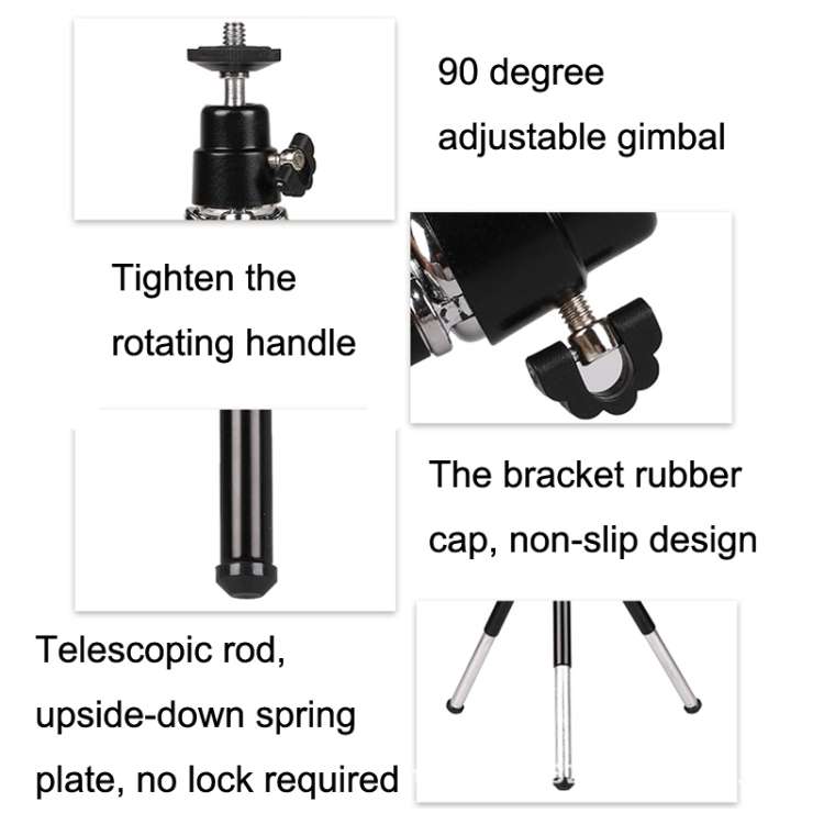 2PCS Projector Phone Stand Desktop Portable Telescopic Mini Metal Tripod, Style:, 2 Sections (Bla...