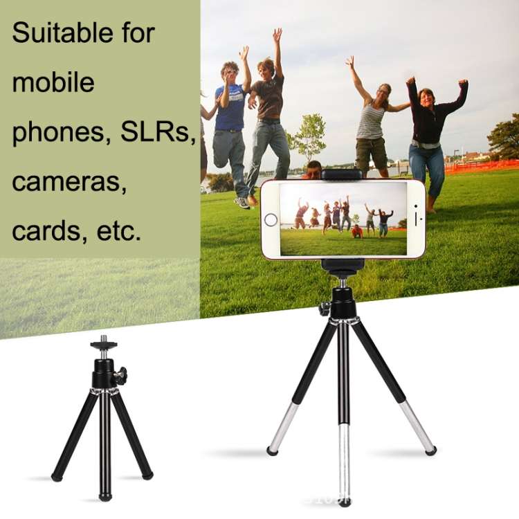 2PCS Projector Phone Stand Desktop Portable Telescopic Mini Metal Tripod, Style:, 2 Sections (Bla...