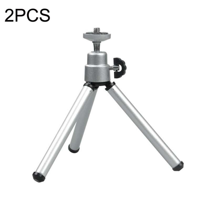 2PCS Projector Phone Stand Desktop Portable Telescopic Mini Metal Tripod, Style:, 2 Sections (Bla...