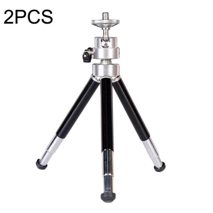 2PCS Projector Phone Stand Desktop Portable Telescopic Mini Metal Tripod, Style:, 2 Sections (Bla...