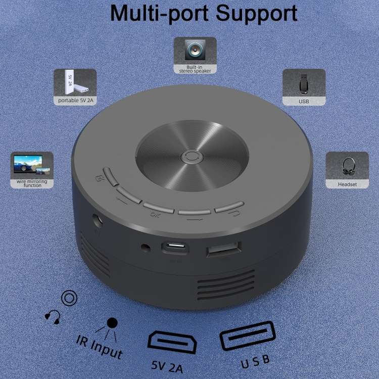YT200 320 X 180P LED HD Mini Projector USB Powered Support Wired Connection Phone Screen, Black, ...