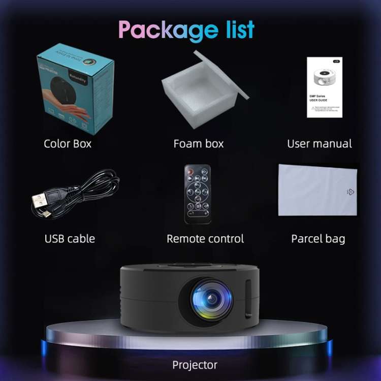 YT200 320 X 180P LED HD Mini Projector USB Powered Support Wired Connection Phone Screen, Black, ...