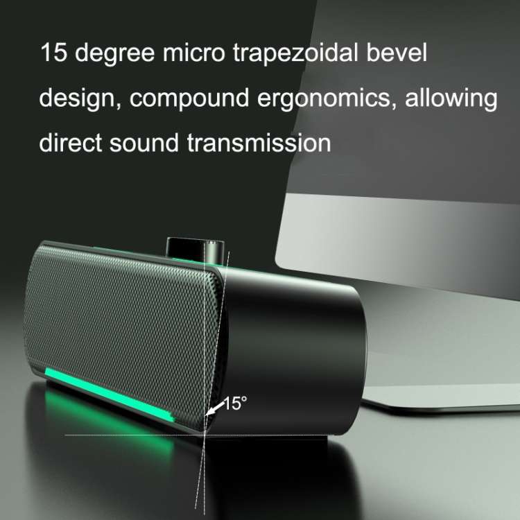 LED Luminous HIFI Stereo Computer Speakers Long Gaming Wired Audio, A39 Wired (Black)