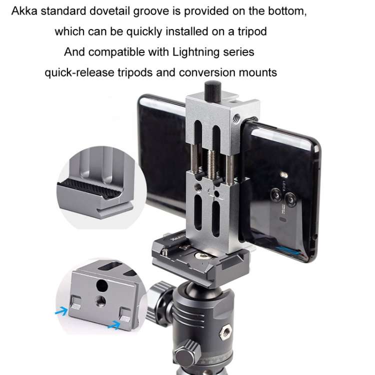 XILETU XJ-8 Aluminum Alloy Camera Head Tripod Mobile Phone Clip