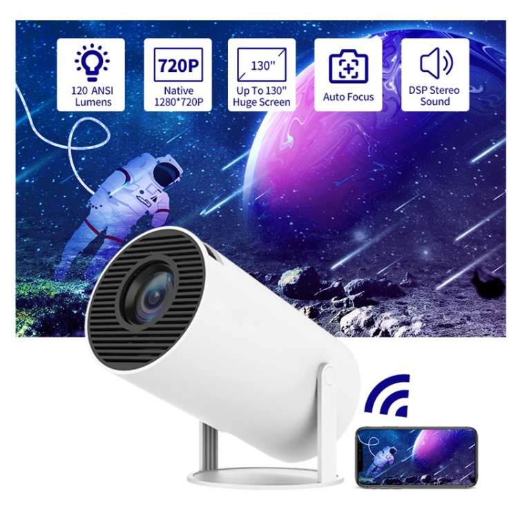 HY300 Smart Projector Android 11.0 System 120 Lumen Portable Projector, US Plug, UK Plug, AU Plug...