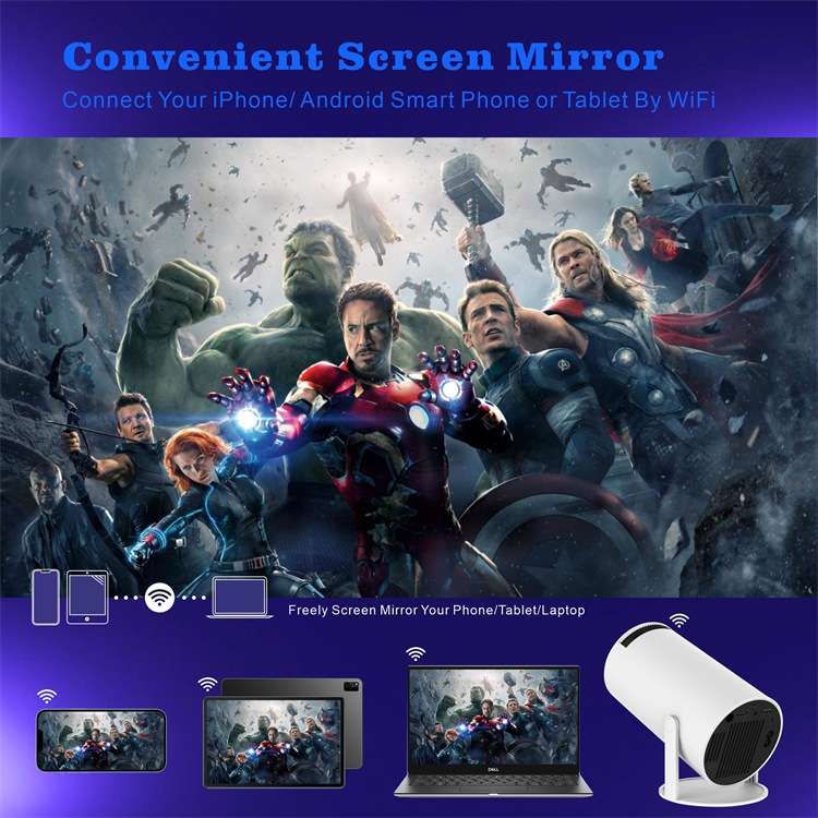 HY300 Smart Projector Android 11.0 System 120 Lumen Portable Projector, US Plug, UK Plug, AU Plug...