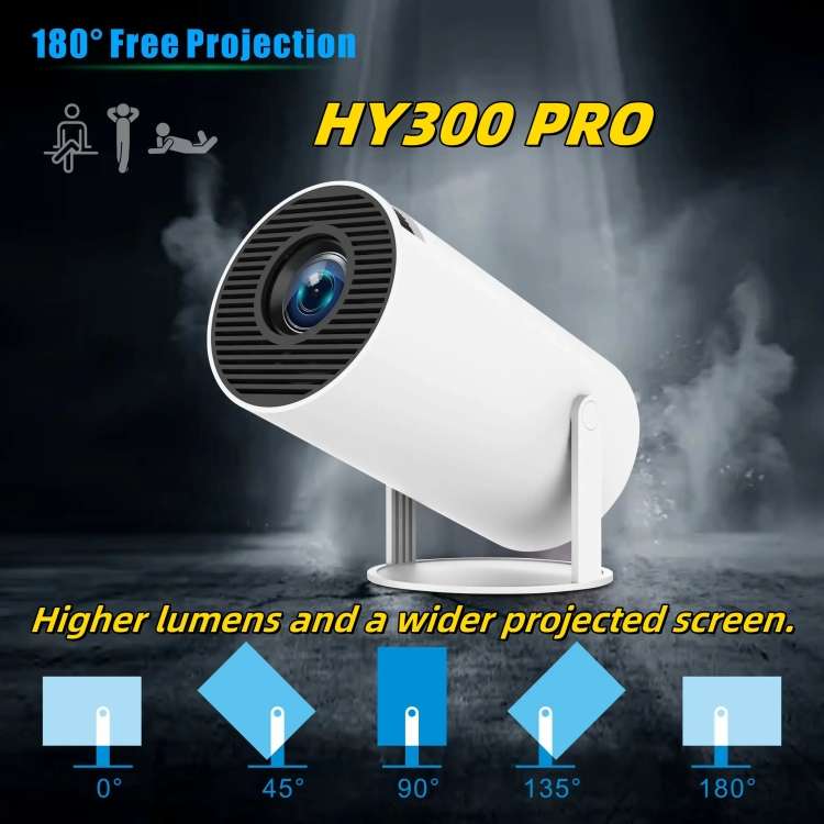 HY300 PRO Smart Projector Android 11.0 System 160 Lumen Portable Projector, EU Plug, US Plug, UK ...