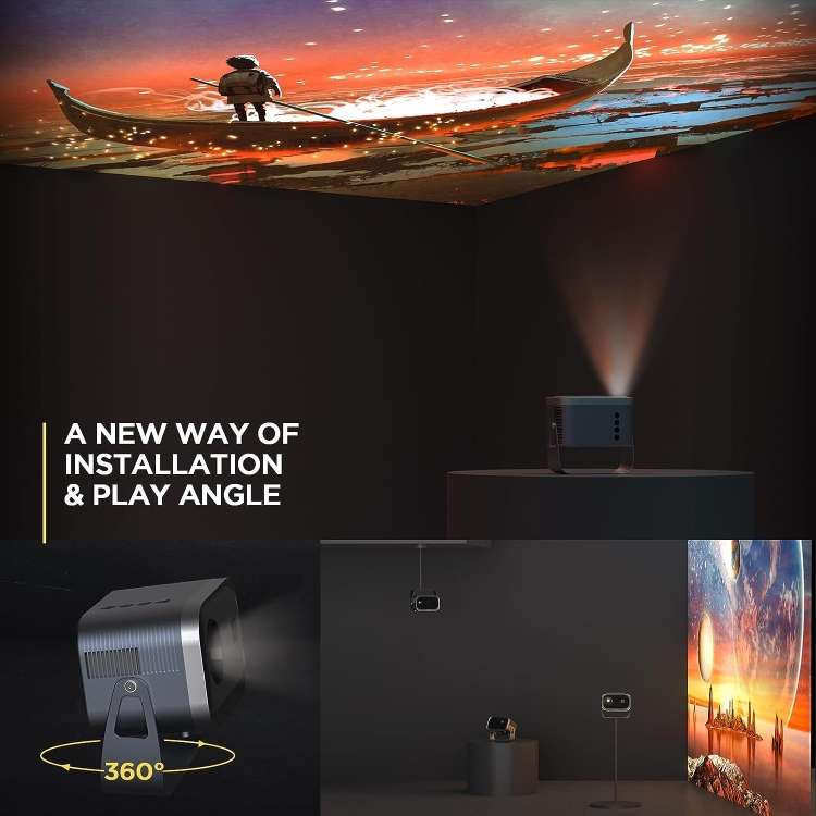 Portable Mini Projector Smart Home Theater, Android 4K HD Version, Same Screen Version For Mobile...