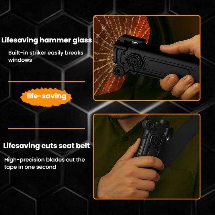 SB-2026 Car Window Breaking Safety Hammer Multi-Functional Emergency Light &amp; Seatbelt Cutter ...