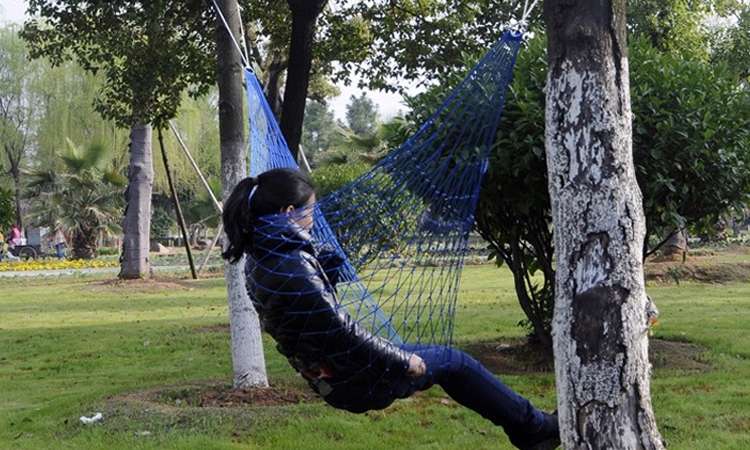 Outdoor Color Mesh Hammock, 2PCS Orange Section, 2PCS Green, 2PCS Dark Blue Section, 2PCS Red Sec...