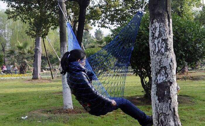 Outdoor Color Mesh Hammock, 2PCS Orange Section, 2PCS Green, 2PCS Dark Blue Section, 2PCS Red Sec...