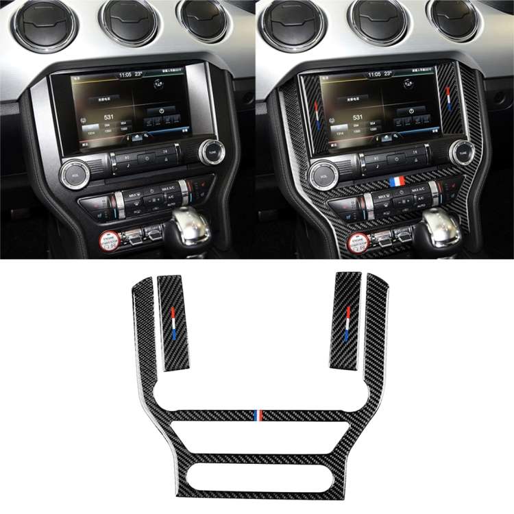 Car USA Color Carbon Fiber Central Control Panel Decorative Sticker for Ford Mustang 2015-2017