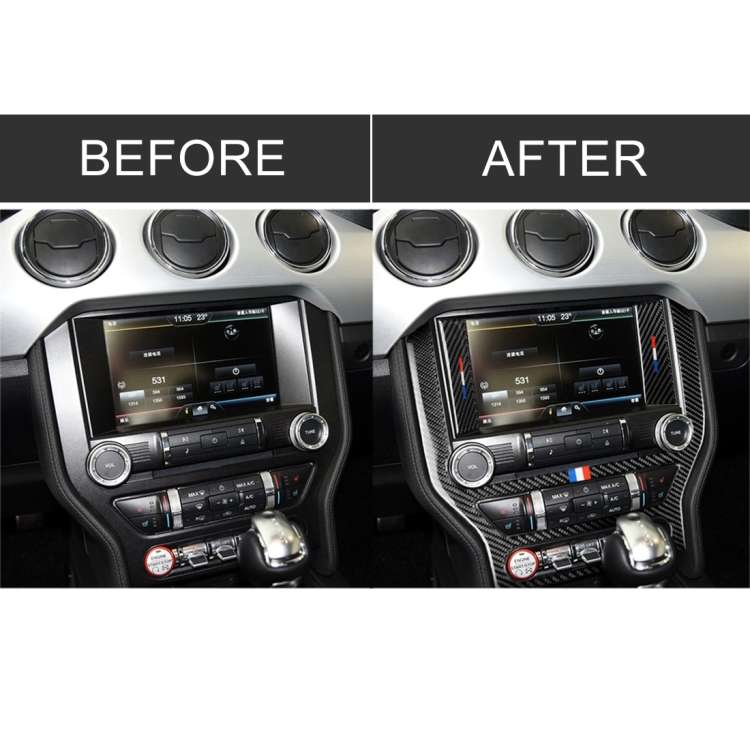 Car USA Color Carbon Fiber Central Control Panel Decorative Sticker for Ford Mustang 2015-2017