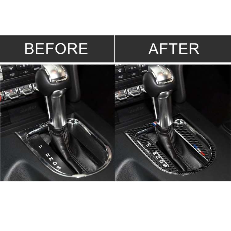 3 PCS Car USA Color Carbon Fiber Gearshift Panel Frame Decorative Sticker for Ford Mustang 2015-2...