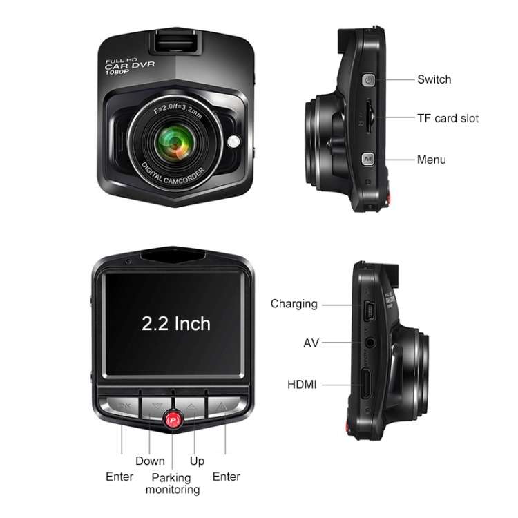 2.2 inch Car 480P Single Recording Shield Driving Recorder DVR Support Parking Monitoring / Loop ...