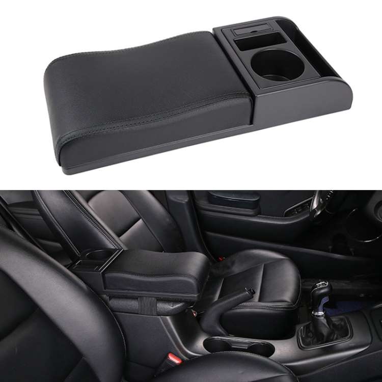 Car Multi-functional Dual USB Armrest Box Booster Pad, Microfiber Leather Curved Type, Microfiber...