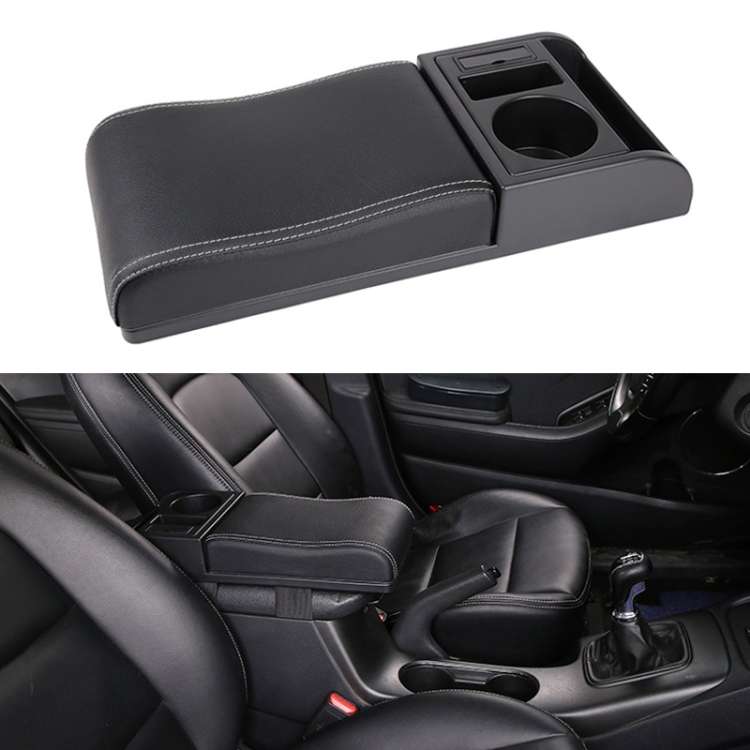 Car Multi-functional Dual USB Armrest Box Booster Pad, Microfiber Leather Curved Type, Microfiber...