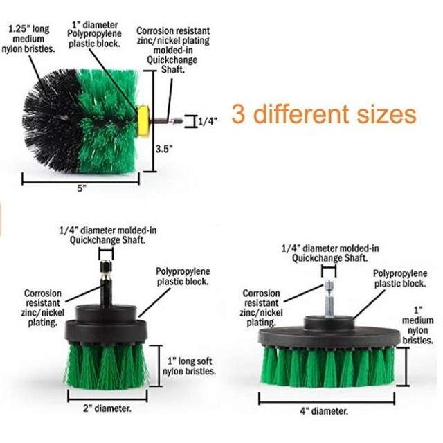 3 PCS Bathroom Kitchen Cleaning Brushes Kit for Electric Drill, 3 in 1 (Green), 3 in 1 (Blue), 3 ...