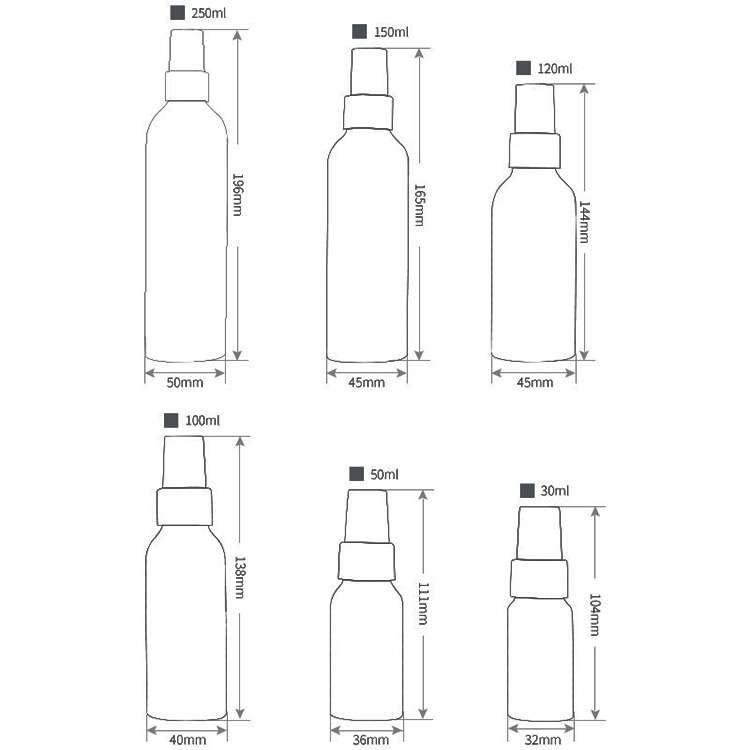 Refillable Glass Fine Mist Atomizers Aluminum Bottle, 100ml, 100ml