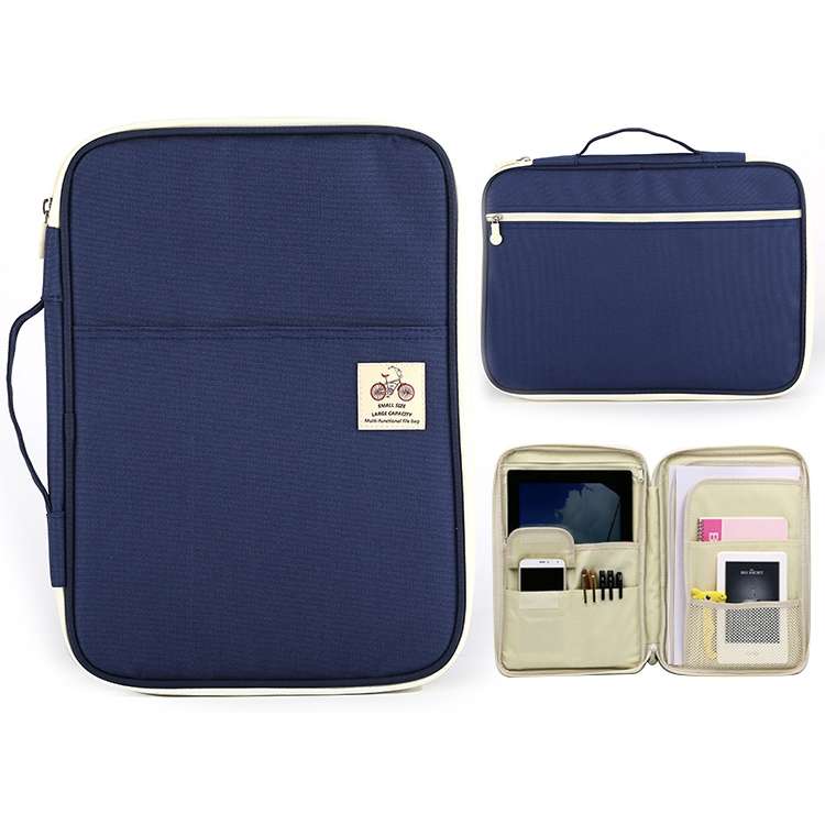 Office Supplies Multi-purpose Zipper Document Folder A4 Storage Bag