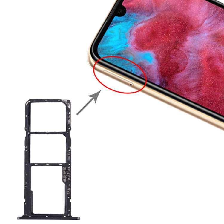 SIM Card Tray + SIM Card Tray + Micro SD Card Tray for Huawei Honor Play 3e, For Huawei Honor Pla...