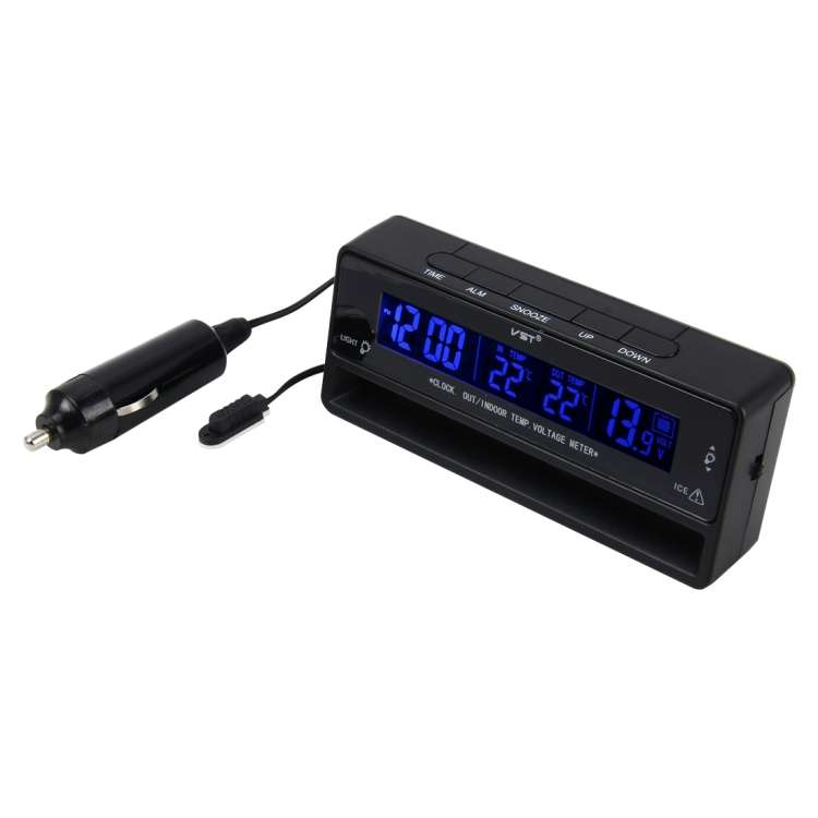 Digital Car Thermometer Voltage Meter Luminous Clock Tester Detector Multi-function Car Digital C...