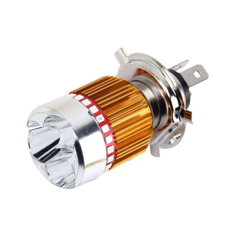 H4 9W 900 LM 6000K Static + Strobe Light Motorcycle Headlight Lamp with 3 COB White Light Lamps a...