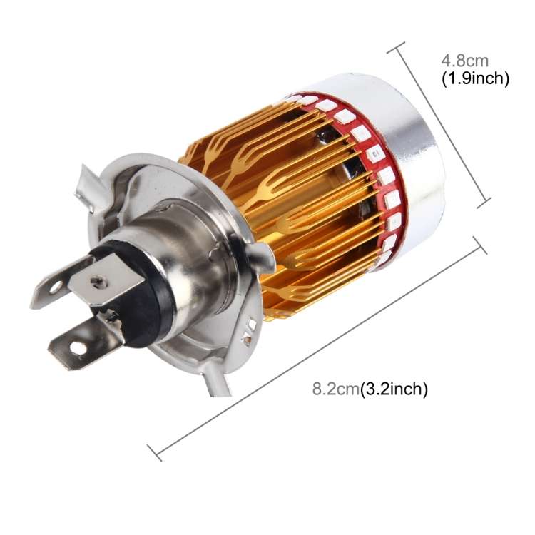 H4 9W 900 LM 6000K Static + Strobe Light Motorcycle Headlight Lamp with 3 COB White Light Lamps a...