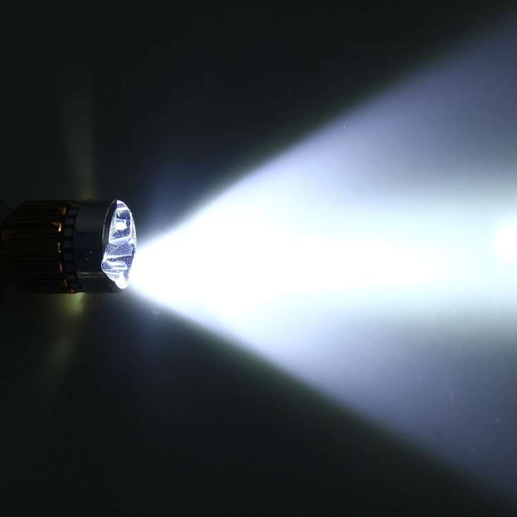 H4 9W 900 LM 6000K Static + Strobe Light Motorcycle Headlight Lamp with 3 COB White Light Lamps a...