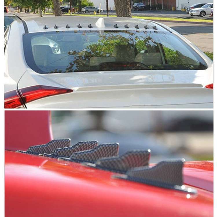 10 PCS Universal Car Carbon Fiber Shark Fin Diffuser Vortex Generator Roof Spoiler