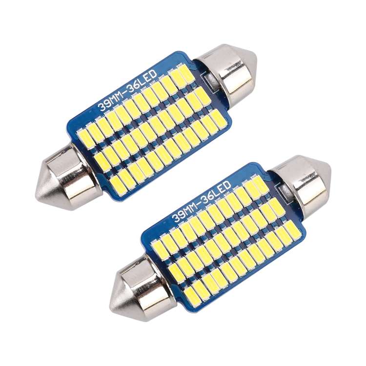 2 PCS 39mm DC12V / 1.5W / 6000K / 100LM 36LEDs SMD-3014 Car License Plate Light / Dome Light, wit...